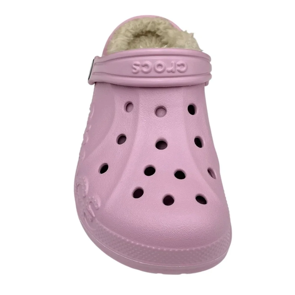Crocs Youth Big Girls Lined Clogs Size 3 (J3) Ballerina Pink Cozy Warm Slip-on